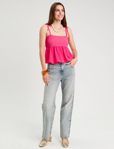 Blouse bretelles fines rose vif femme