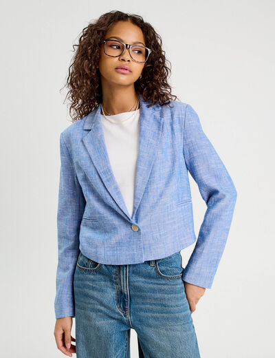 Veste esprit blazer bleu gris femme