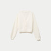Gilet court ajust&eacute; col v manches longues ecru femme