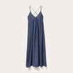 Robe longue évasée bretelles bleu pétrole femme