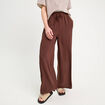 Pantalon large marron foncé femme