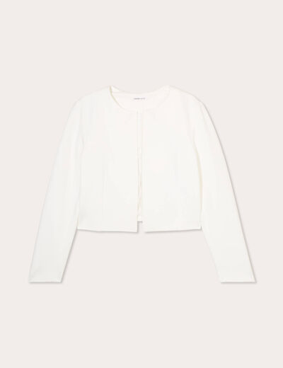 Veste courte cintrée ecru femme