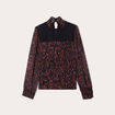 Blouse col montant smocké noir femme