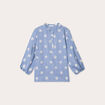 Blouse manches 3/4 brod&eacute;e bleu femme