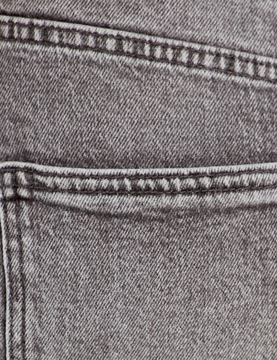 Jeans droit taille haute denim gris femme