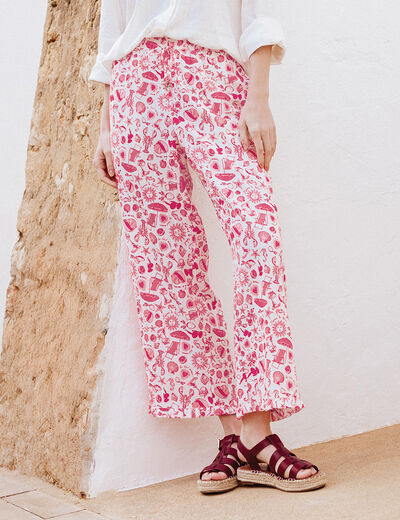 Pantalon large rose fushia femme
