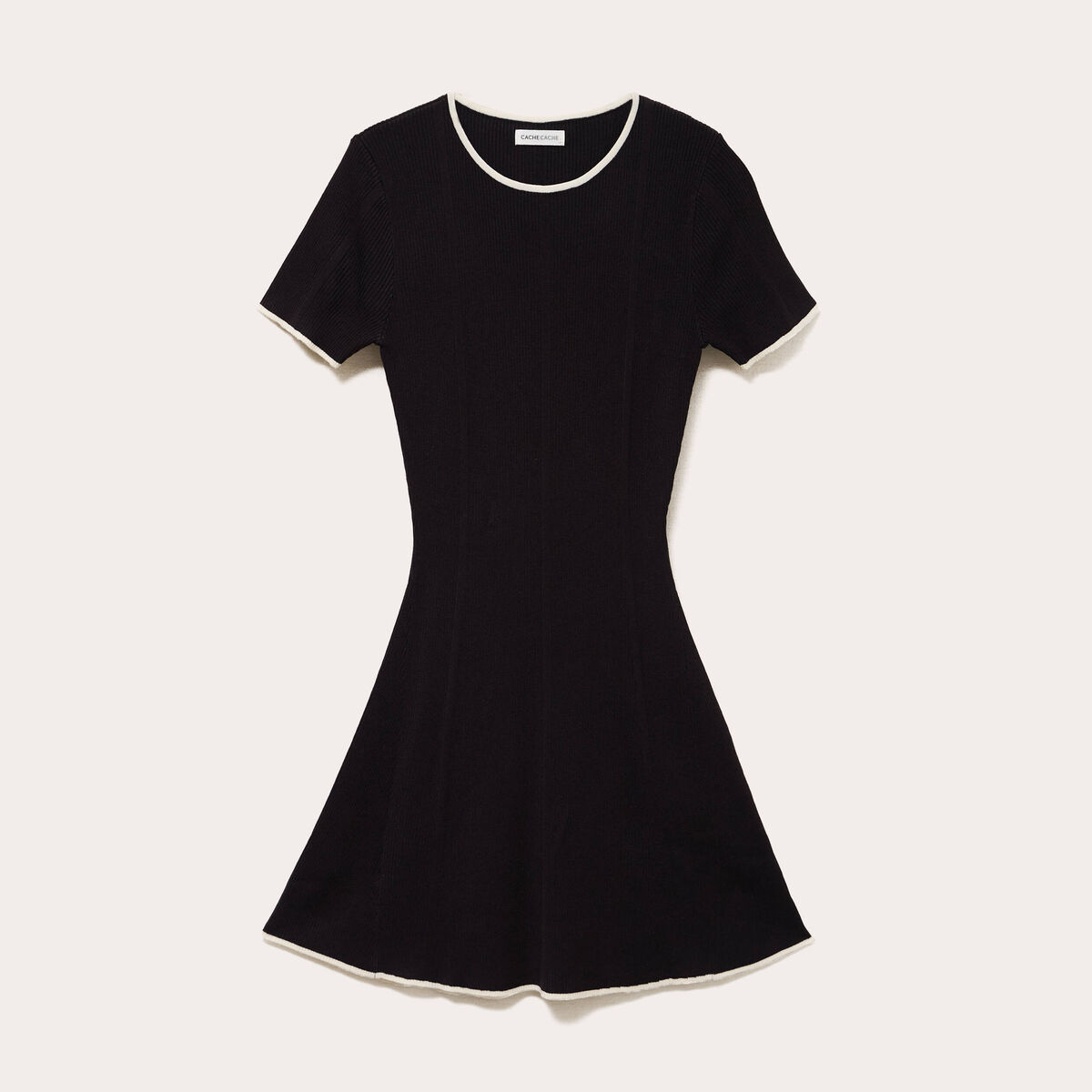 Robe droite manches courtes noir femme