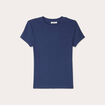 T-shirt manches courtes côtelé bleu foncé femme