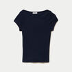 T-shirt ajust&eacute; manches courtes bleu marine femme