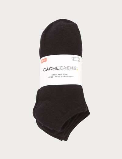 Lot de 5 paires de chaussettes unies noir femme
