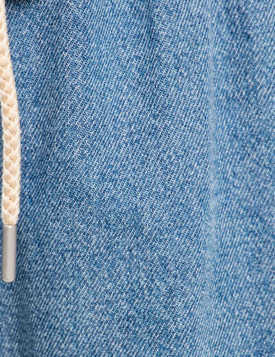 Short flare brodé en jean denim double stone femme