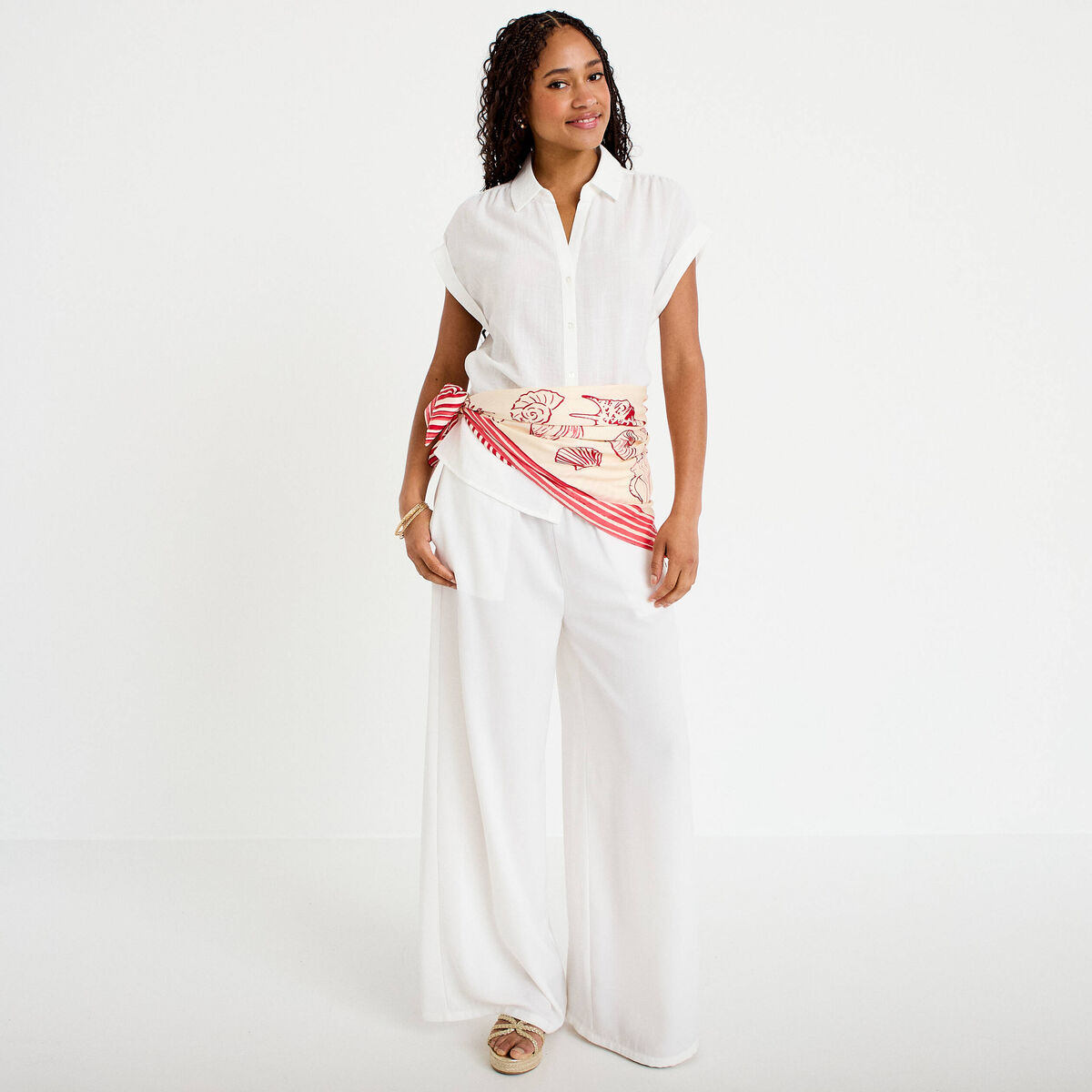 Blouse manches courtes ecru femme