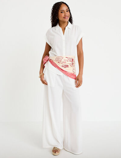Blouse manches courtes ecru femme
