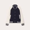Veste boutonnée col teddy bleu marine femme