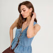Blouse nouée en jean denim bleach femme