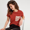 T-shirt manches courtes marron cognac femme