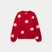 Pull ample col rond manches longues rouge femme