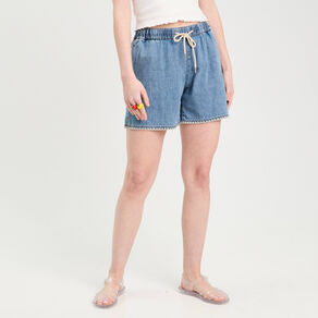 short flare brode en jean denim double stone femme Short flare brodé en jean denim double stone femme