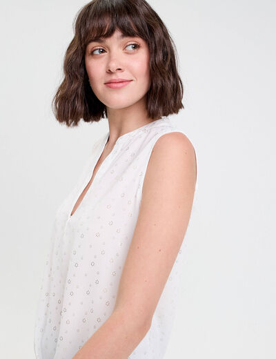 Blouse sans manches blanc femme