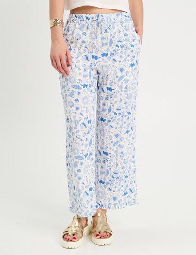 Pantalon large bleu roi femme
