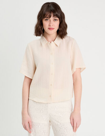 Chemise manches courtes ecru femme