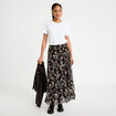 Jupe longue &eacute;vas&eacute;e en voile transparent noir femme
