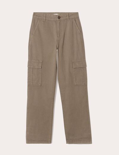Pantalon large cargo vert foncé femme