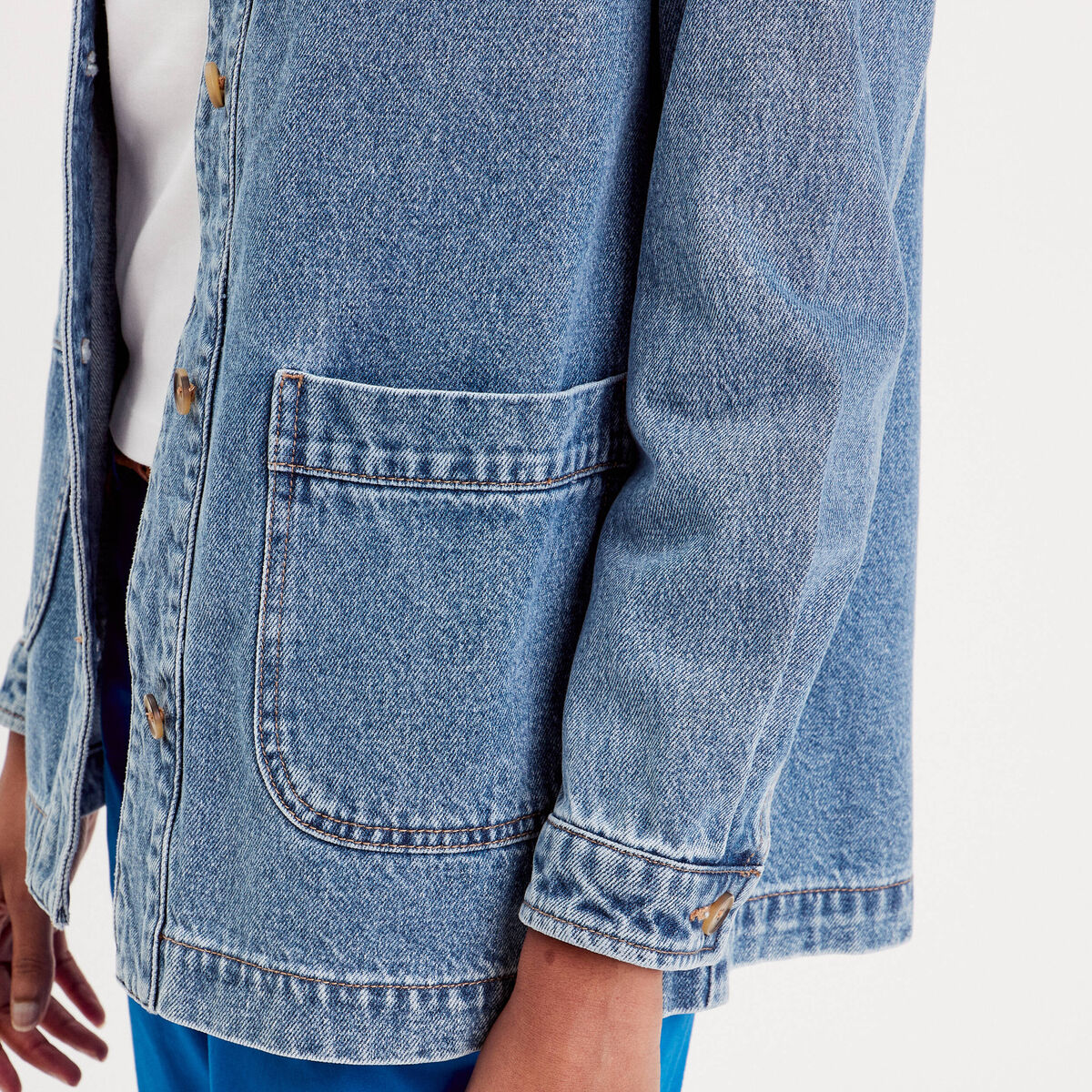 Surchemise en jean denim double stone femme