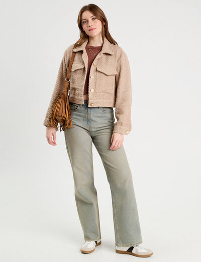 T-shirt cropped marron cognac femme