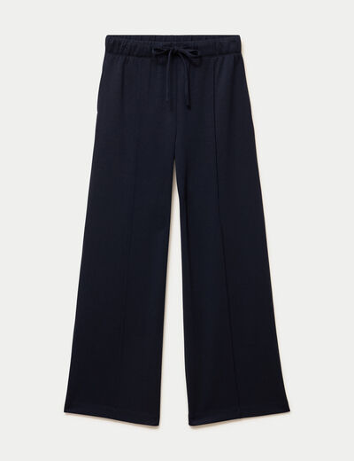 Jogging bootcut taille haute bleu marine femme