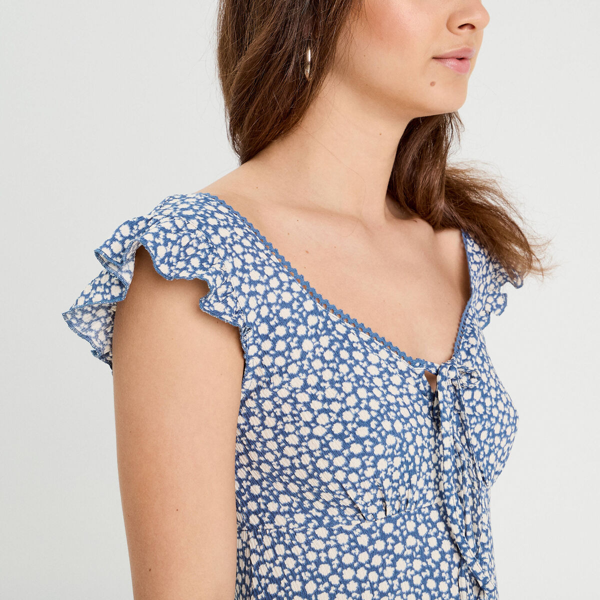 Robe trapèze sans manches bleu gris femme