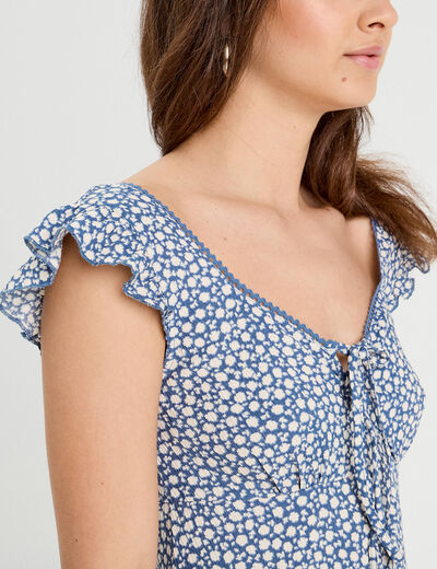 Robe trapèze sans manches bleu gris femme