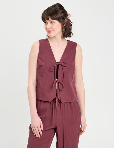 Gilet sans manches prune femme
