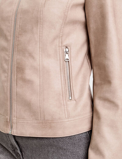 Veste droite zipp&eacute;e sable femme