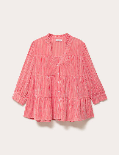 Blouse manches 3/4 rouge vif femme