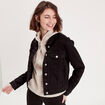 Veste droite boutonnée en jean noir femme