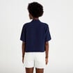 Chemise droite cropped col classique bleu marine femme
