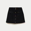 Jupe-short trap&egrave;ze en maille noir femme