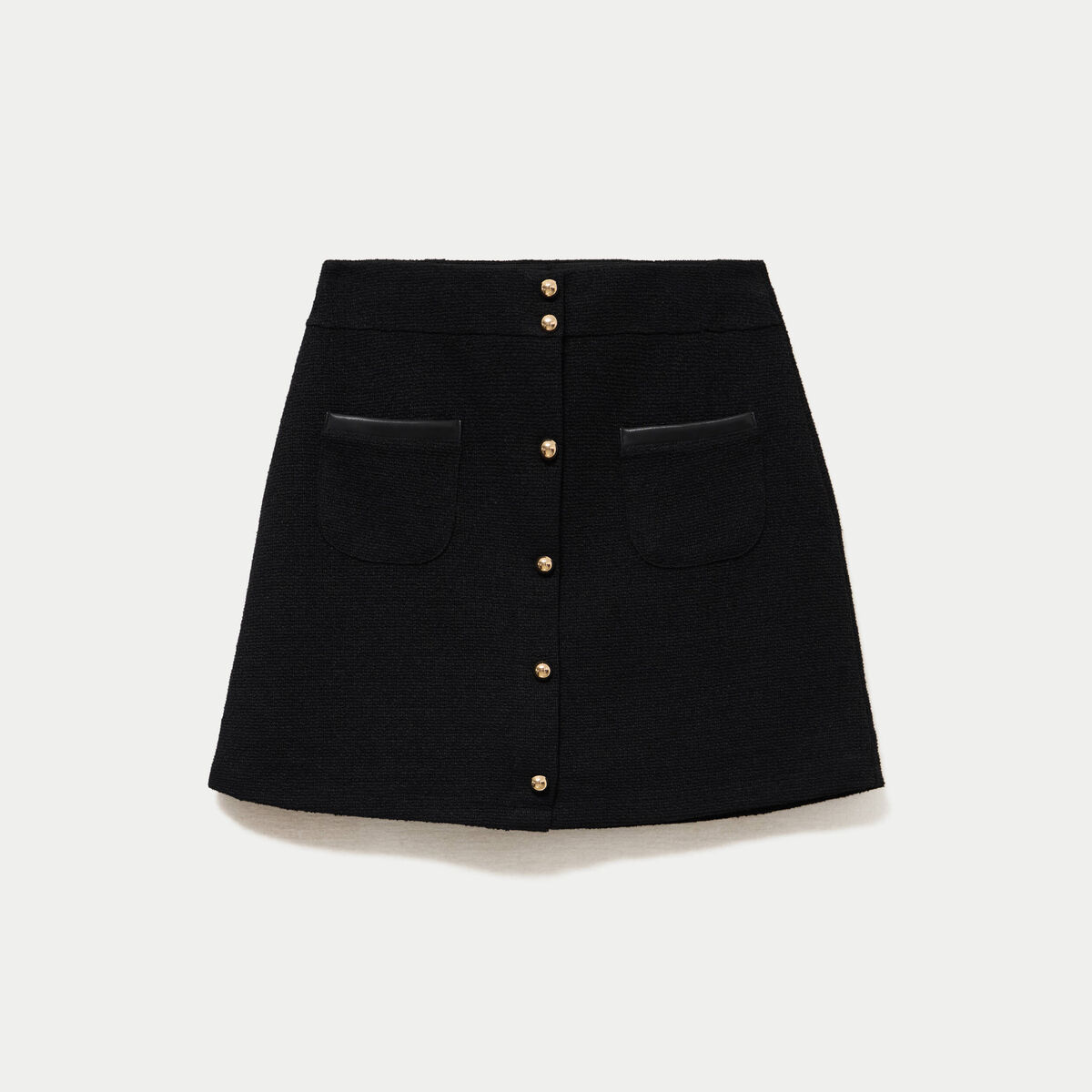 Jupe-short trap&egrave;ze en maille noir femme