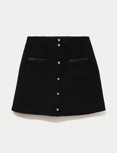 Jupe-short trap&egrave;ze en maille noir femme