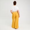 Pantalon large ceinturé contenant du lin jaune citron femme