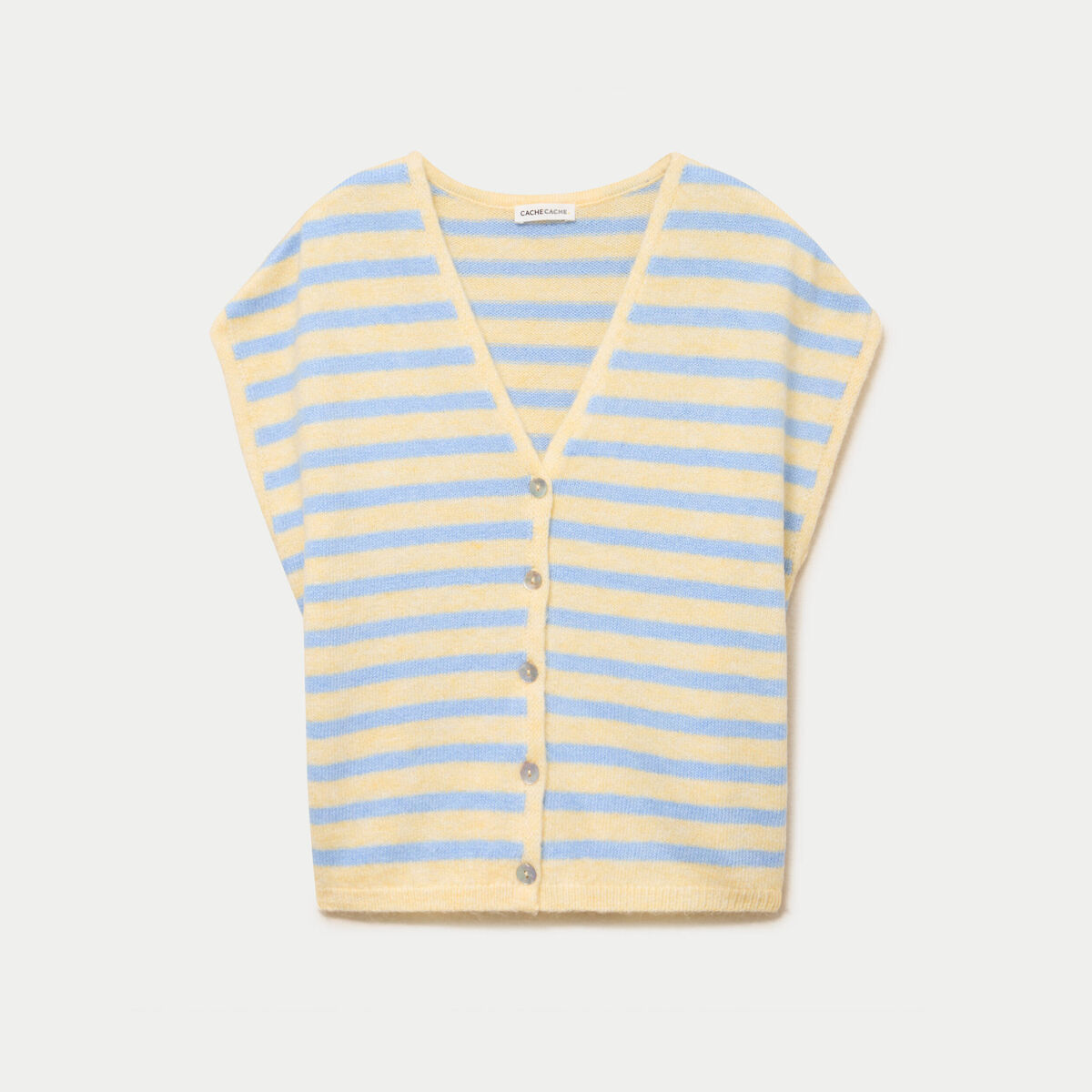 Gilet sans manches col v jaune femme