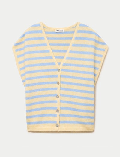 Gilet sans manches col v jaune femme