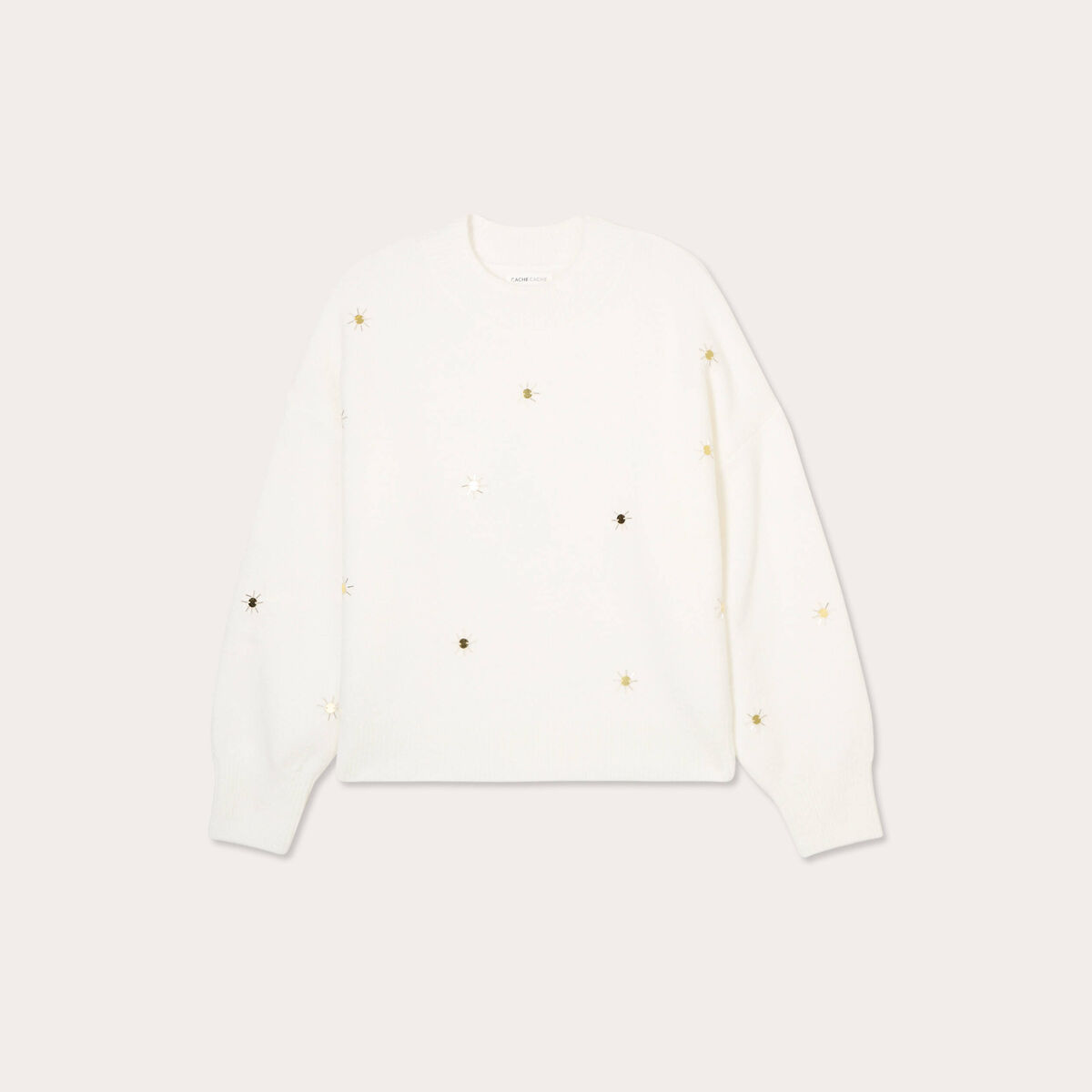 Pull avec détails bijoux ecru femme