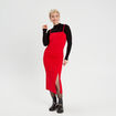 Robe longue ajustée fronces rouge femme