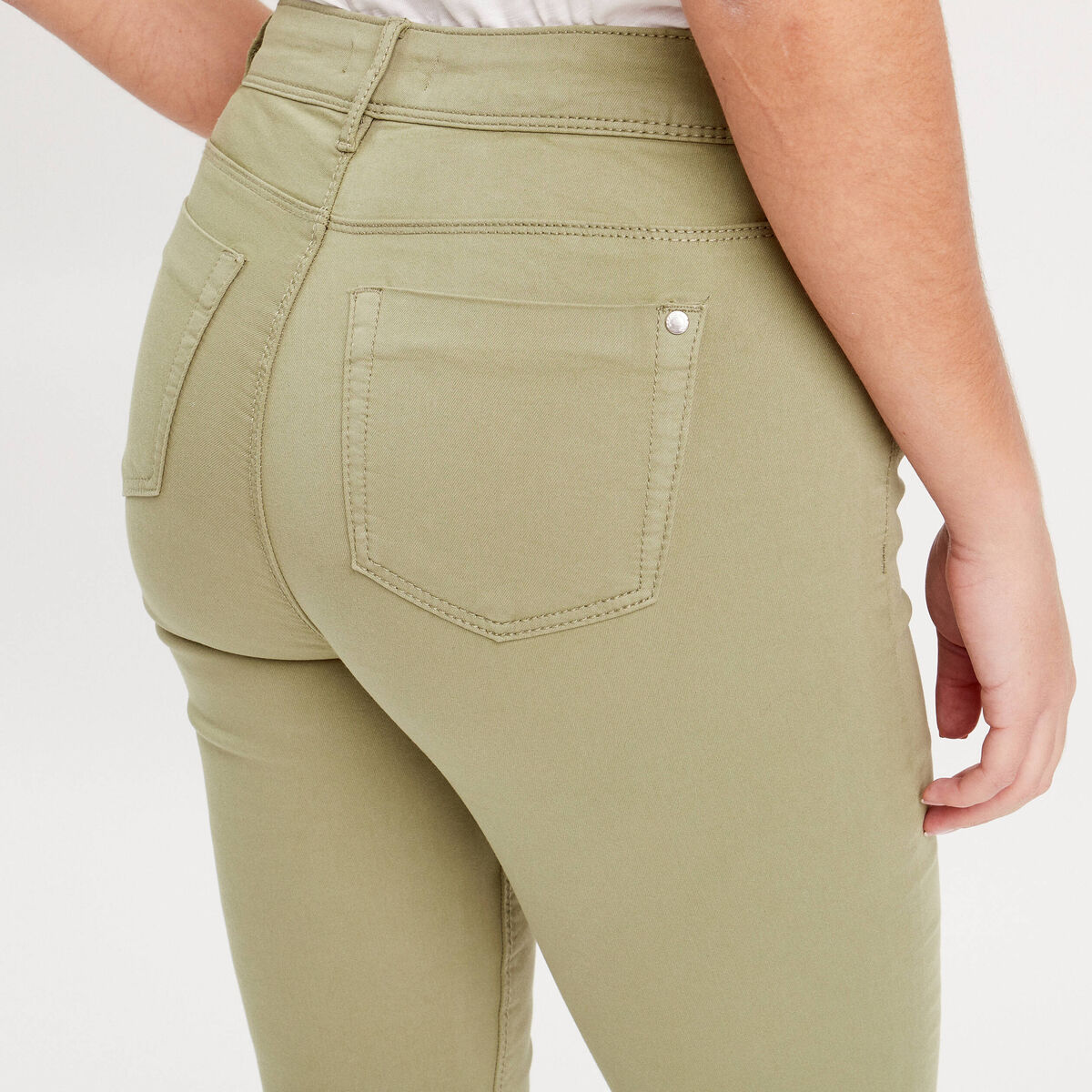 Jeans slim 5 poches vert kaki femme