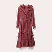 Robe longue &eacute;vas&eacute;e volants vieux rose femme