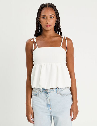 Blouse bretelles fines ecru femme