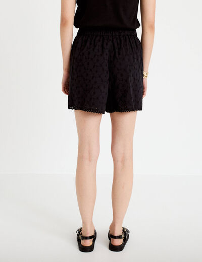 Short avec broderie noir femme