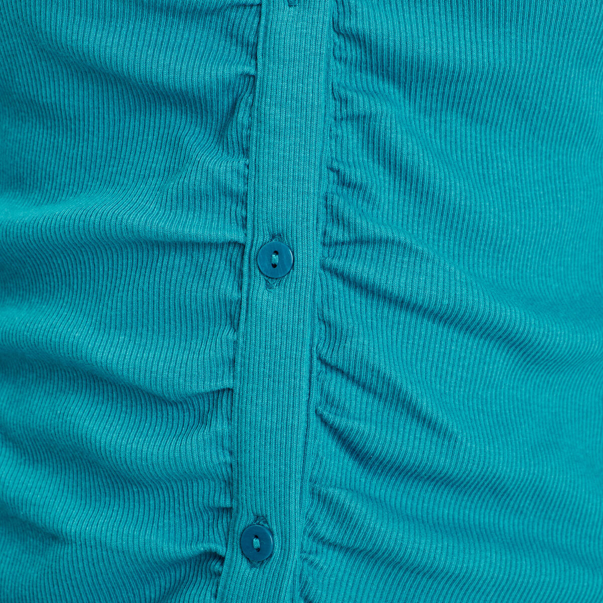T-shirt côtelé avec fronces bleu femme